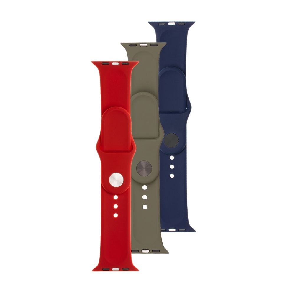 3x set silikonových řemínků FIXED Silicone Strap pro Apple Watch 42/44/45/46/49mm v různých barvách, variace 3