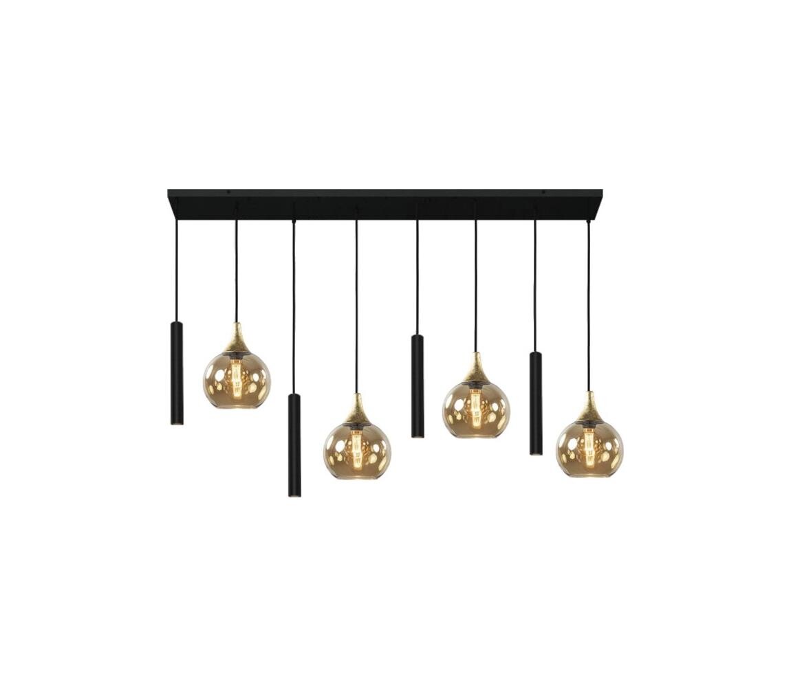 Keter Lighting Lustr na lanku CALYPSO 4xGU10/60W/230V + 4xE27/60W černá/zlatá