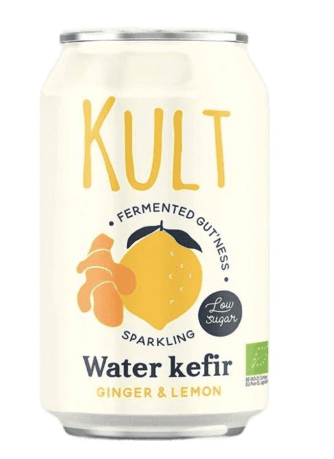 Kult Water Kefir, vodní kefír, zázvor a citron, BIO, 330 ml