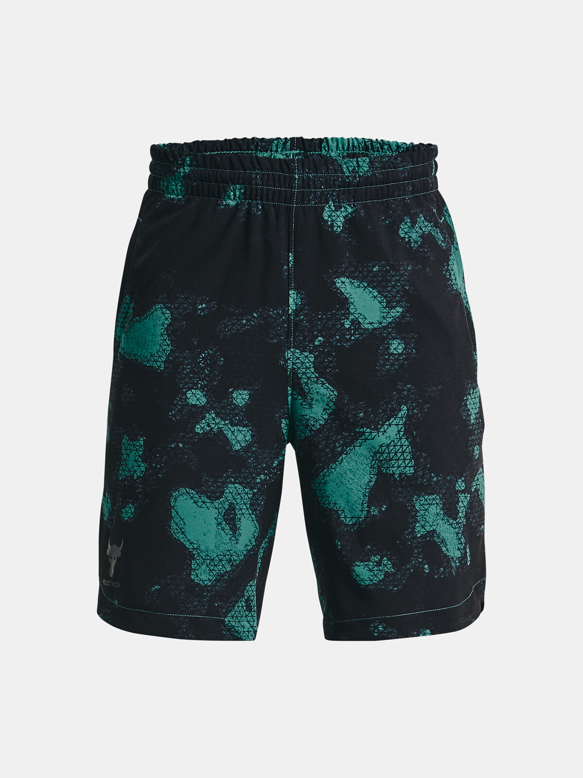 Zeleno-černé klučičí kraťasy Under Armour Project Rock Printed Wvn Short