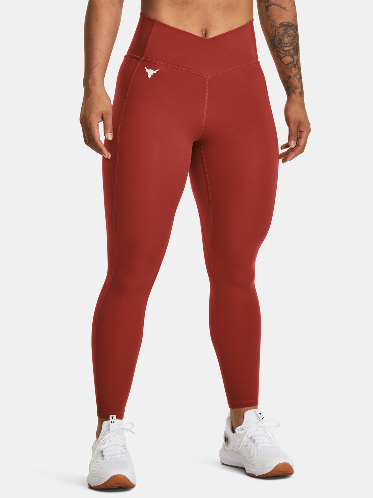Červené dámské legíny Under Armour Project Rock Crssover Ankl