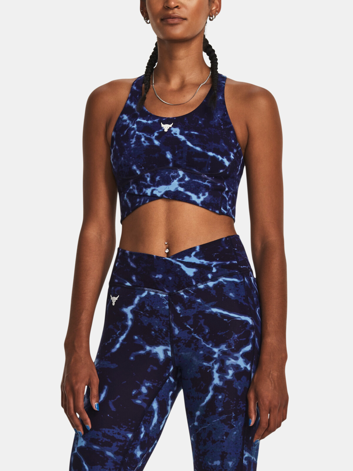 Tmavě modré dámské sportovní crop top tílko Under Armour Rock