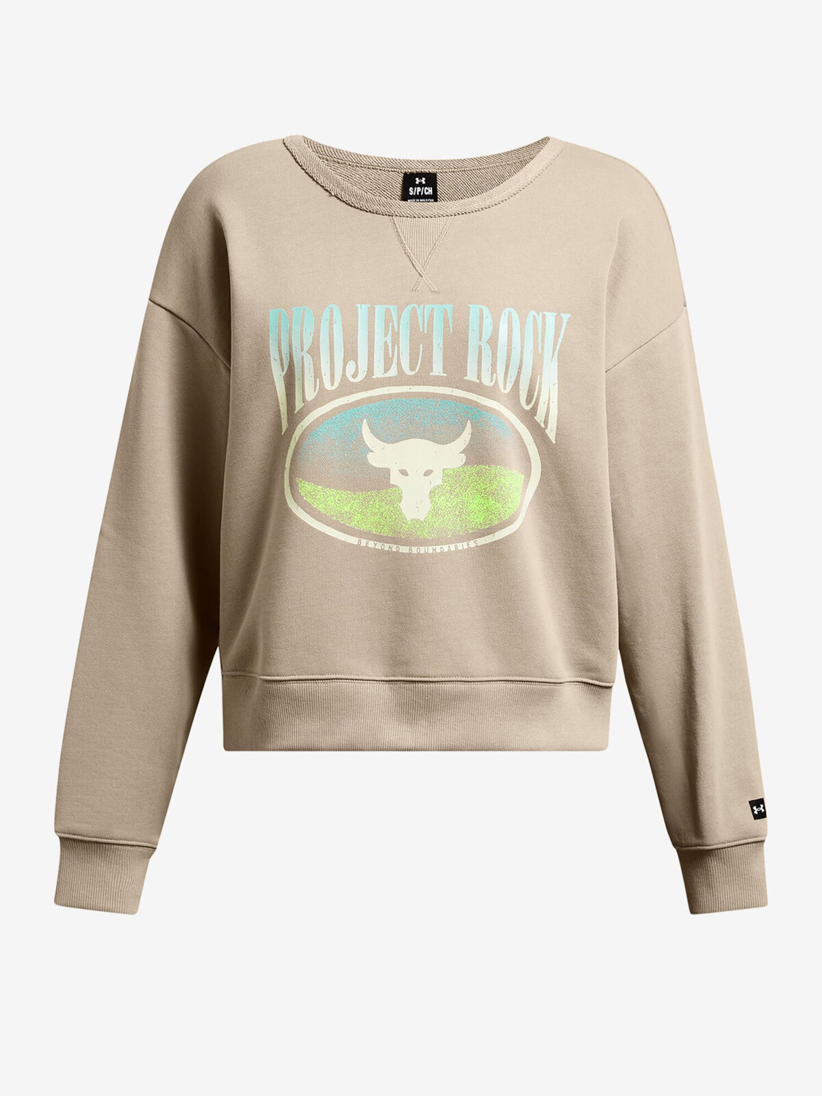 Světle hnědá mikina Under Armour Pjt Rck HW Terry LS Q1