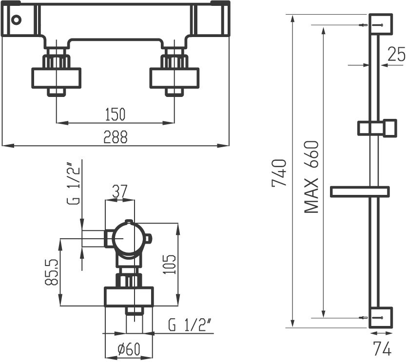 NOVASERVIS Koupelnová sada sprchová Metalia 54, chrom 54960KIT,0
