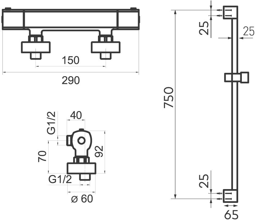 NOVASERVIS Koupelnová sada sprchová Metalia 58, chrom 58960KIT,0