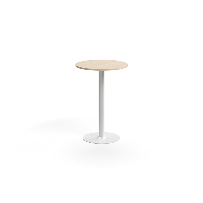 Barový stůl ALVA, Ø700x1000 mm, vysokotlaký laminát, bílá/bříza