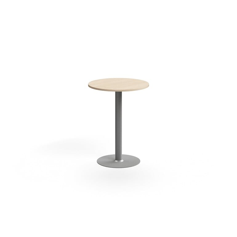 Barový stůl ALVA, Ø700x900 mm, vysokotlaký laminát, stříbrná/bříza