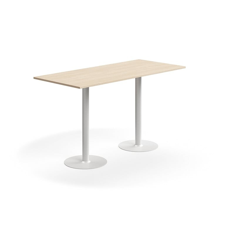 Barový stůl ALVA, 1800x800x1000 mm, vysokotlaký laminát, bílá/bříza