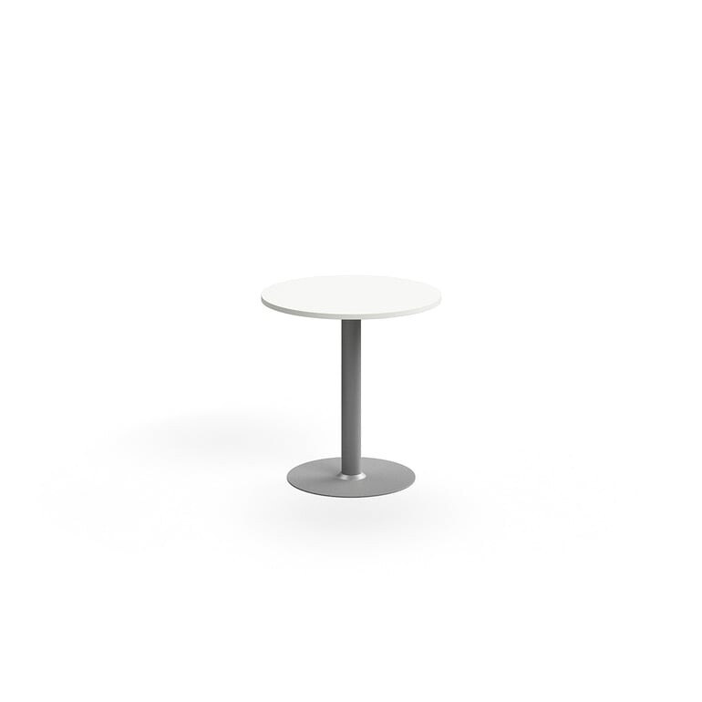 Stůl ALVA, Ø700x720 mm, vysokotlaký laminát, stříbrná/bílá