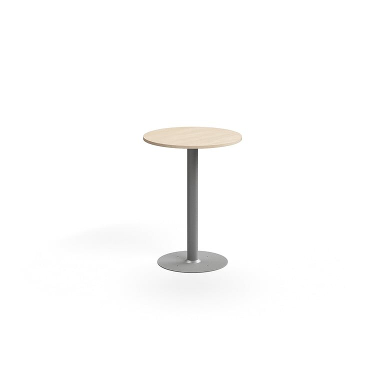 Barový stůl ALVA, Ø700x900 mm, upevnitelný, vysokotlaký laminát, stříbrná/bříza