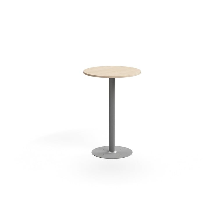 Barový stůl ALVA, Ø700x1000 mm, upevnitelný, vysokotlaký laminát, stříbrná/bříza