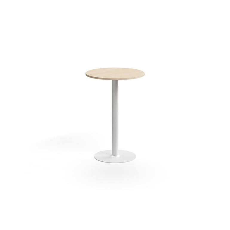 Barový stůl ALVA, Ø700x1000 mm, upevnitelný, vysokotlaký laminát, bílá/bříza