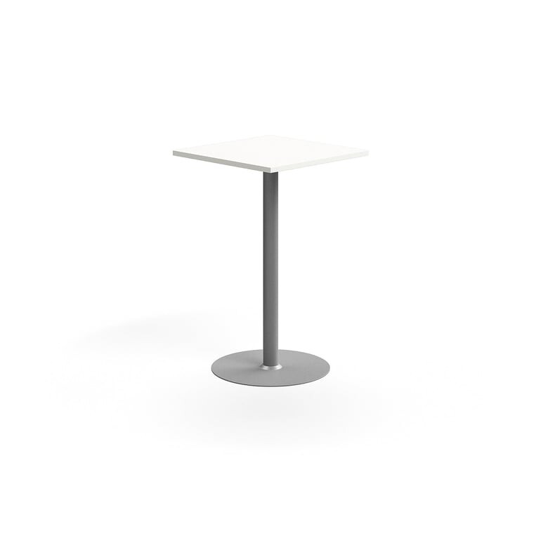 Barový stůl VERTICUS, 700x700x1100 mm, bílá/stříbrná