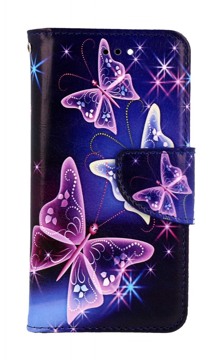 Pouzdro TopQ iPhone 16e Modré s motýlky 132411