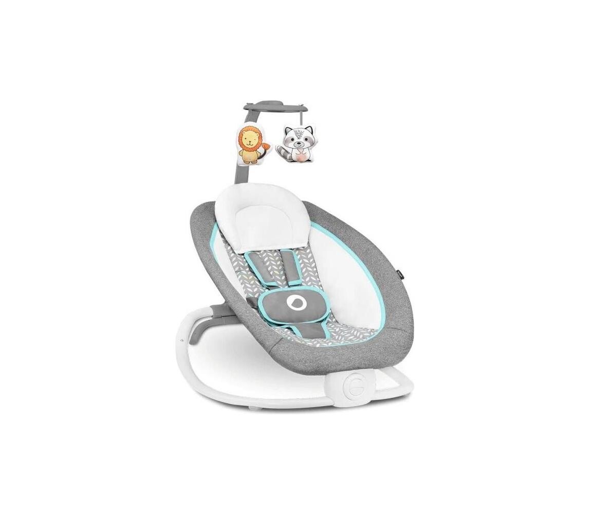 Lionelo Lionelo - Dětské vibrující houpátko s melodií PASCAL šedá/tyrkysová