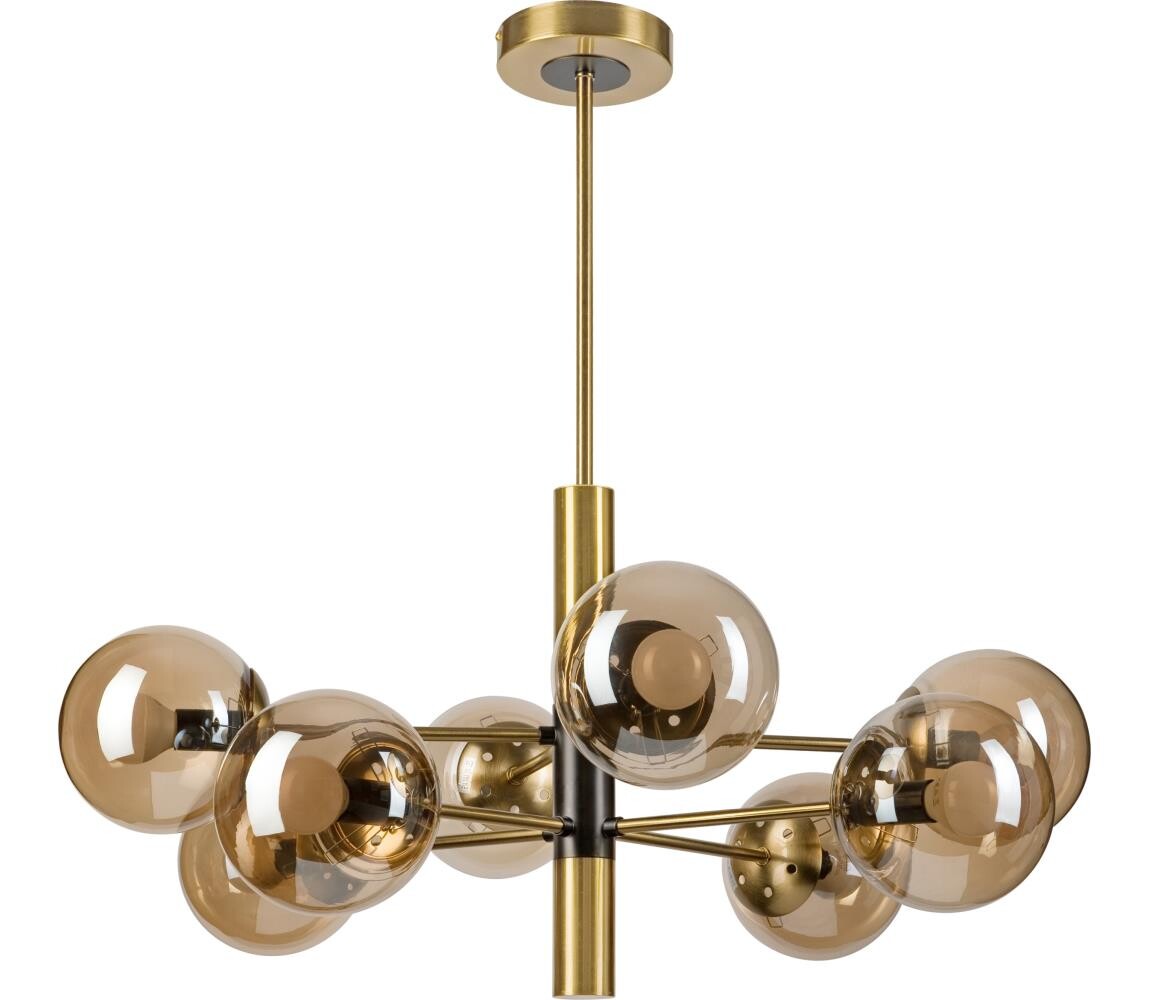 Lustr na tyči ROLLO 8xE14/5W/230V zlatá/kouřová