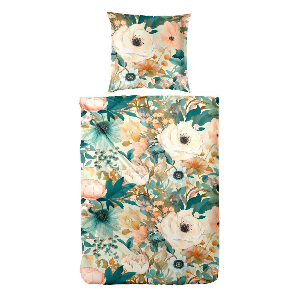 XXXL POVLEČENÍ, makosatén, tmavě zelená, tmavě žlutá, jadeitově zelená, meruňková, 135/200 cm