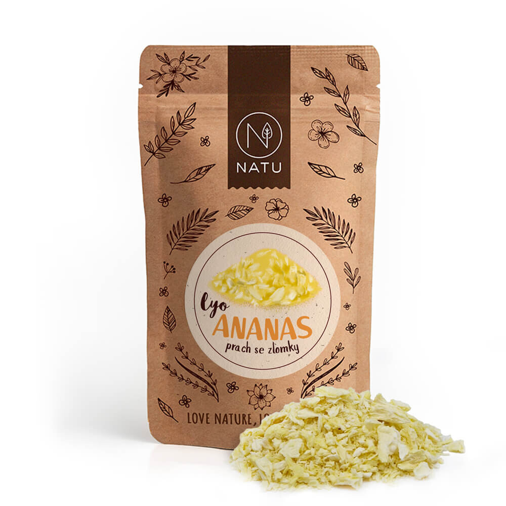 NATU Lyofilizovaný ananas prach se zlomky 80g