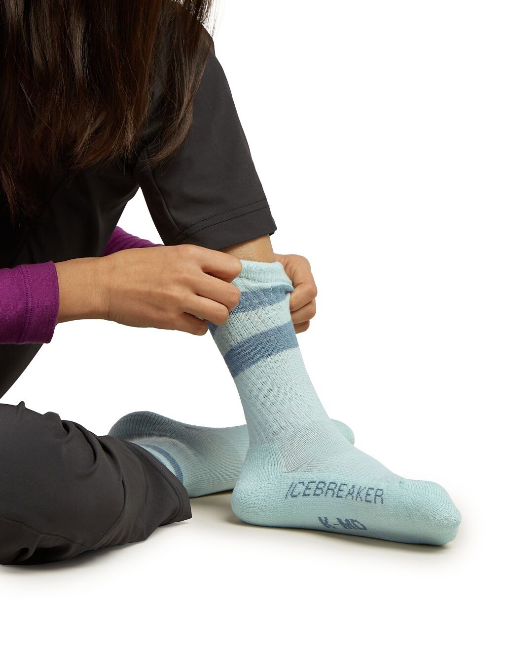 ICEBREAKER Kids Hike Light Crew, Mint/Blue Ash (vzorek) velikost: 27-29 (M)