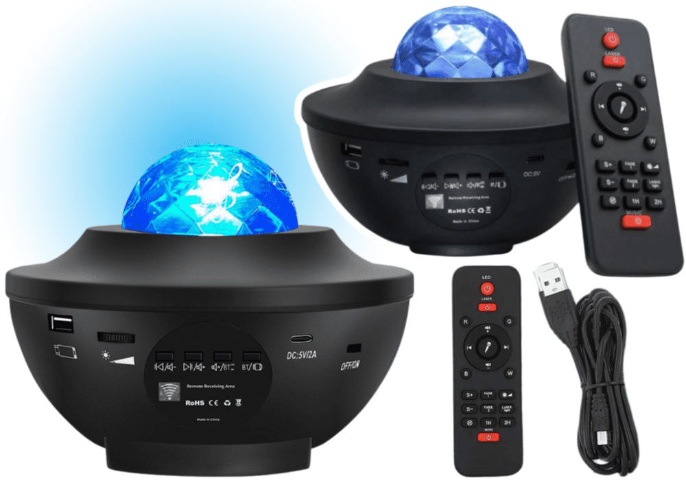 mamido Projektor hvězd noční LED lampička s Bluetooth reproduktorem a dálkovým ovládáním