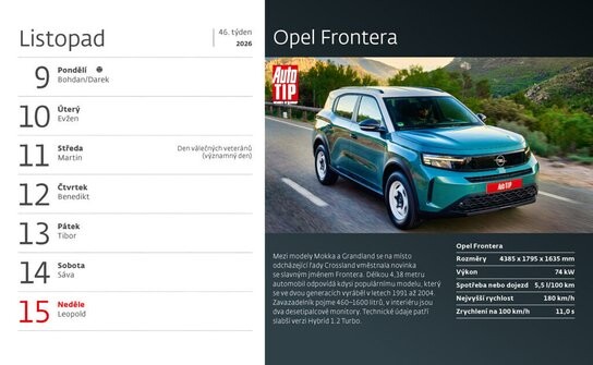 Auta 2026 - stolní kalendář