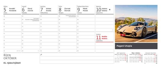 Plánovací kalendář Auta 2026 - stolní kalendář