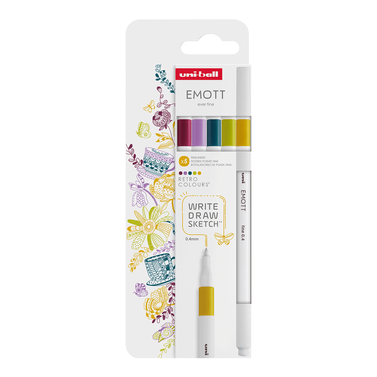UNI EMOTT liner sada, RETRO, 5 ks, mix barev