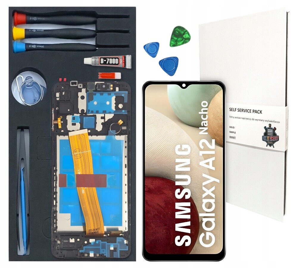 LCD displej Pro Samsung Galaxy A12 Nacho Originál Rámeček Výměnná Sada
