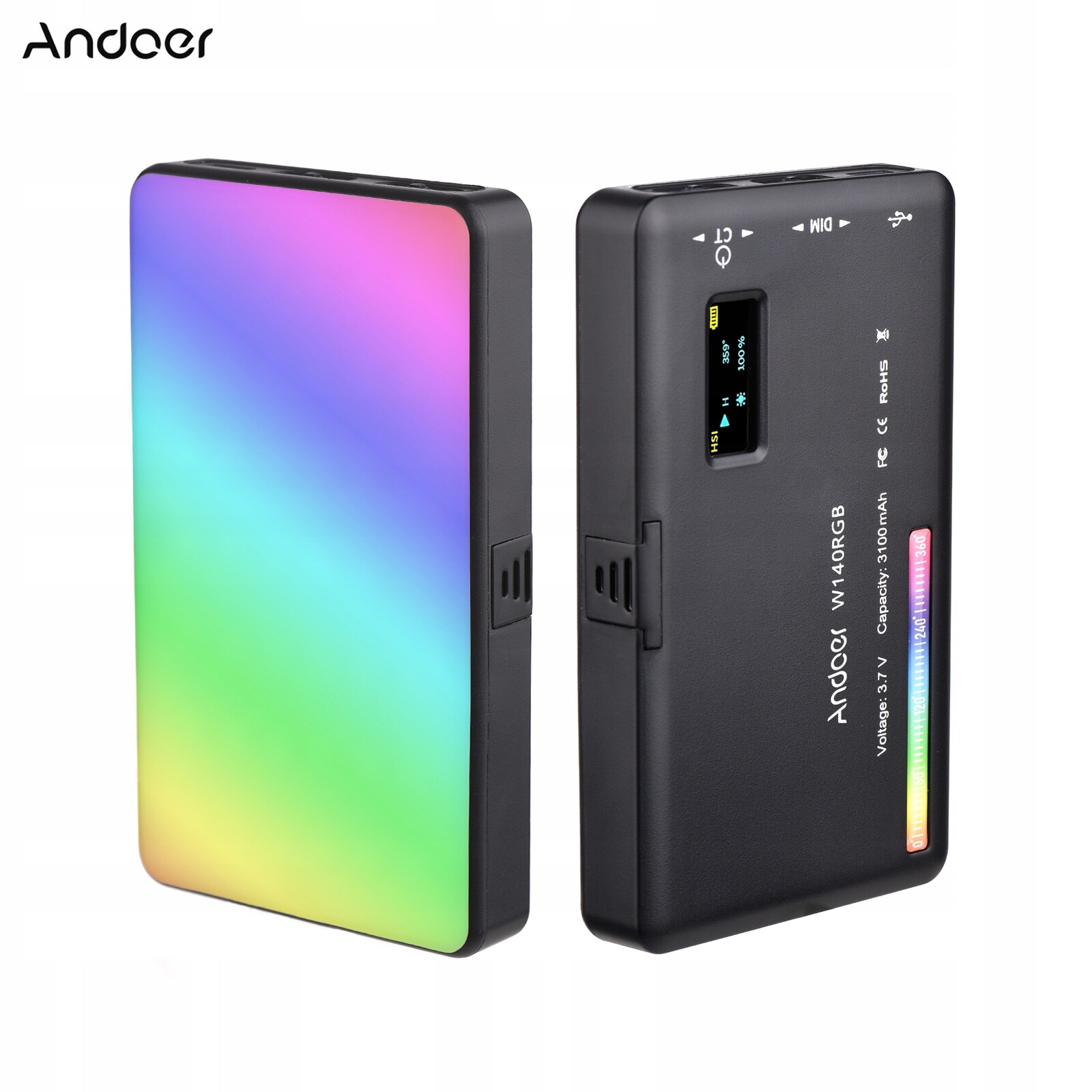 Andoer W140 Rgb Led video světlo Akumulatorowe
