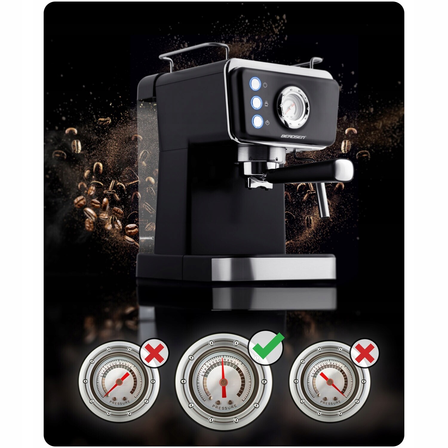 Pákový Kávovar 20 Bar Berdsen BD-77 Černý