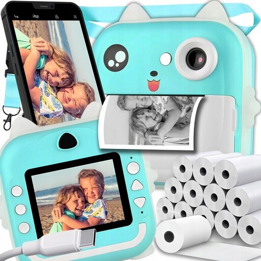 Instantní Fotoaparát Mini termální tiskárna pro fotografie 23 Rolek Modrá