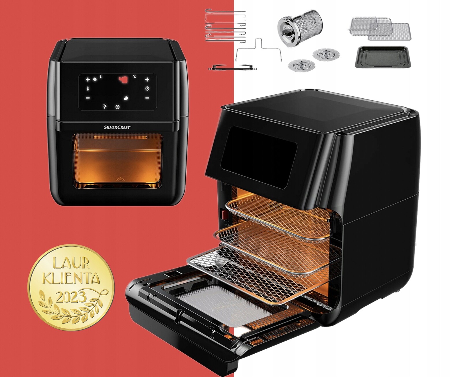Beztučná Fritéza Airfryer Silvercrest 1800W Kamna 9v1 1800W 10 L