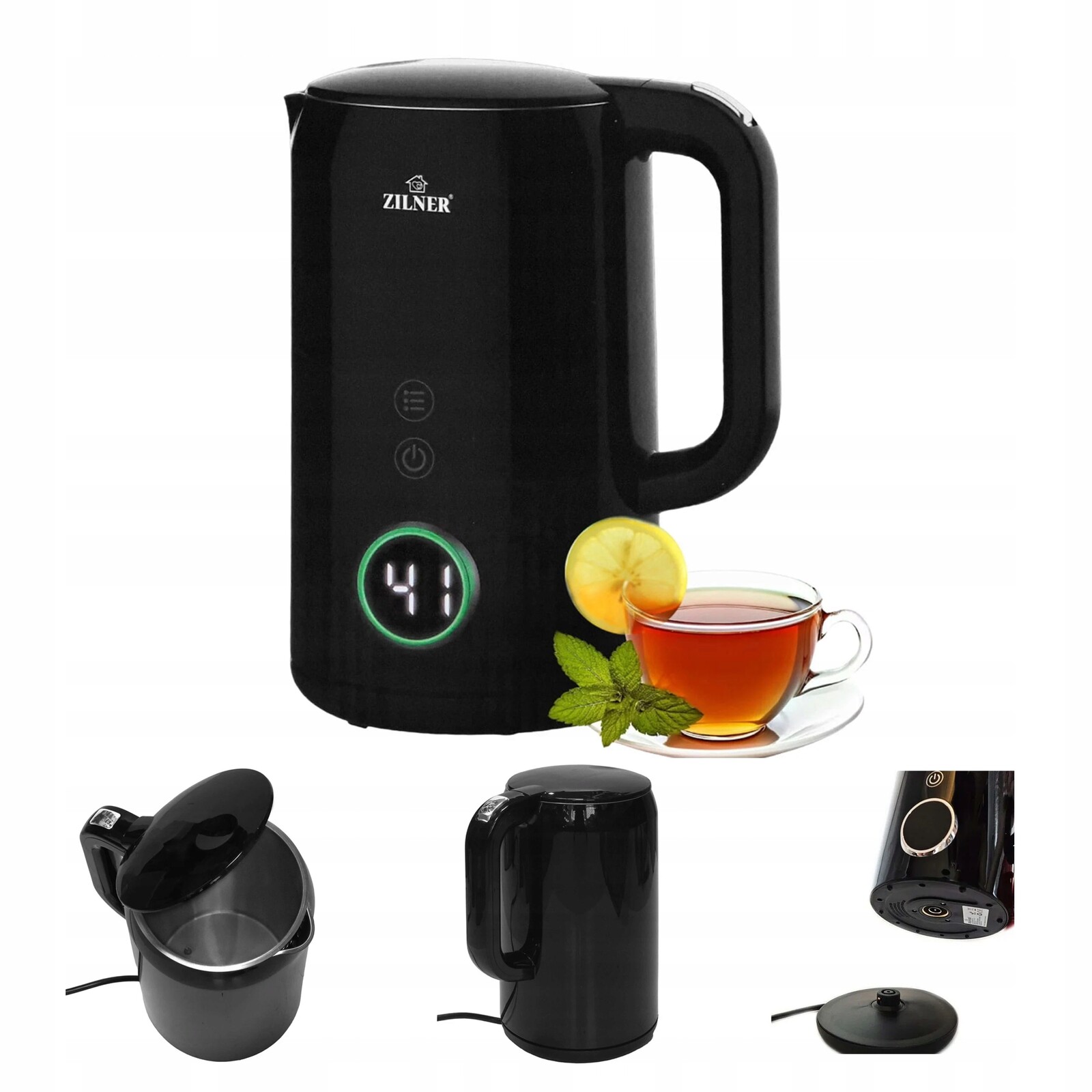 Elektrická varná konvice 1.7 l Zilner Regulace teploty černá, 360°