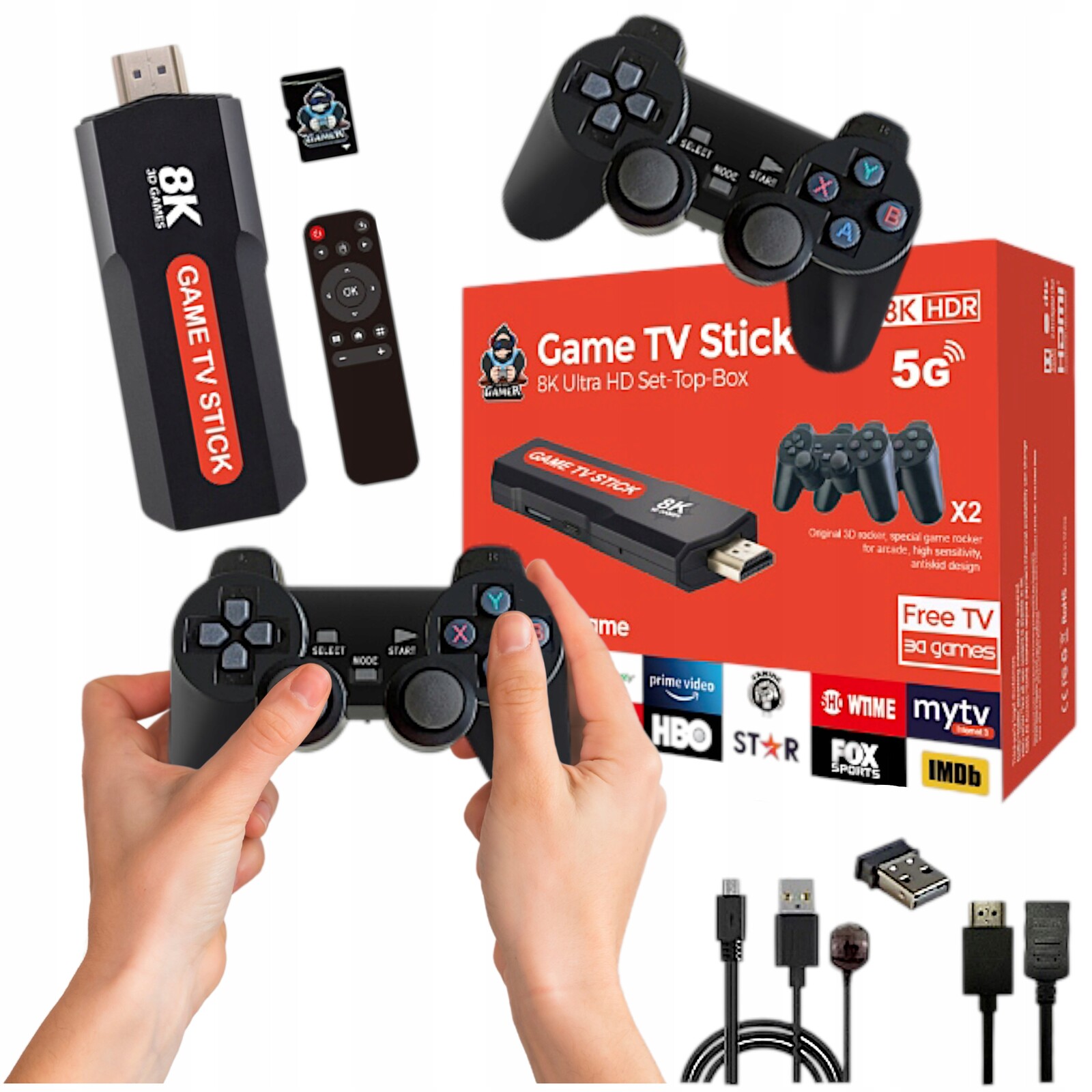 Herní konzole Retro Game Stick 20000 her 2 pady Android Tv 8k Ultra Hd