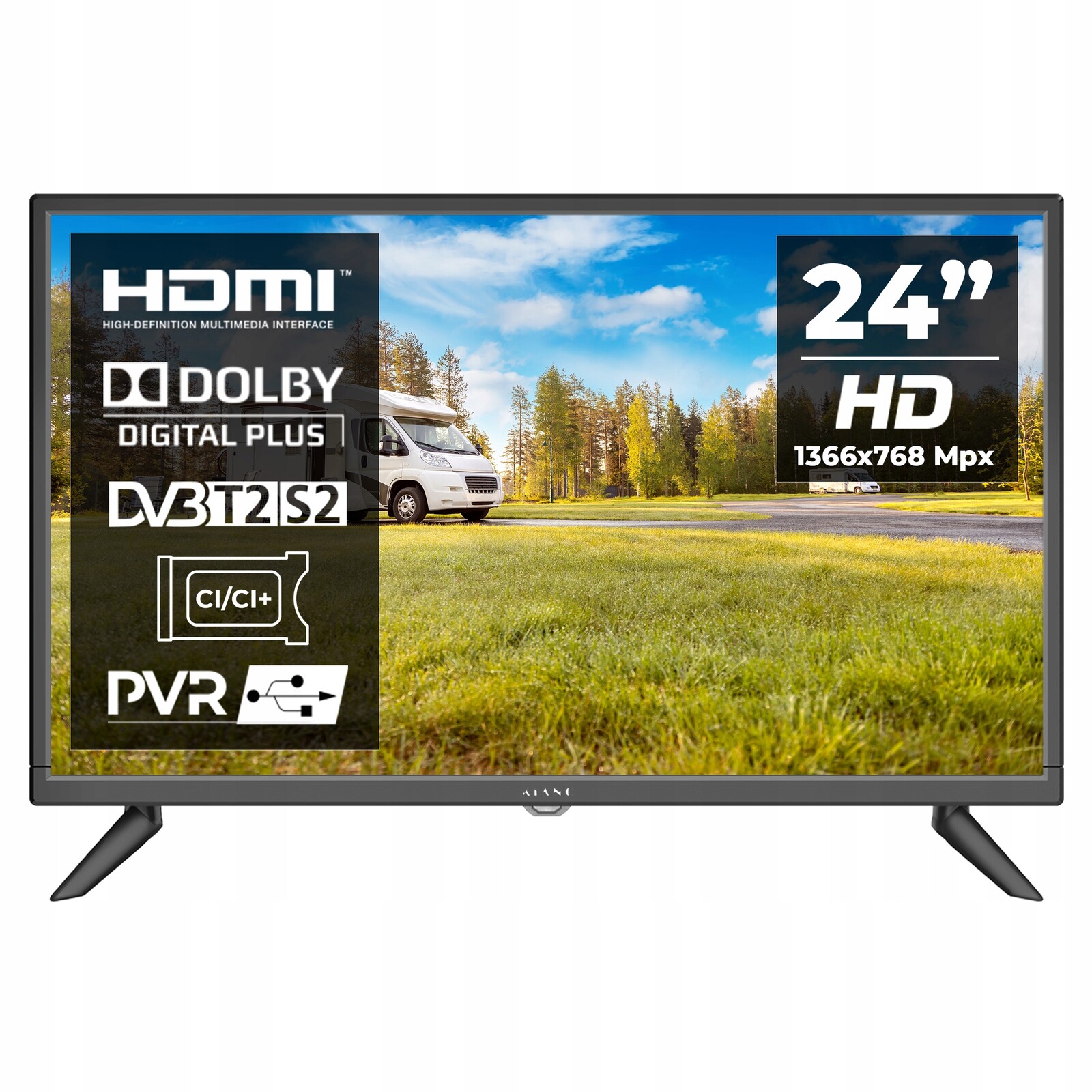 Led televize Kiano KS24T Tv 24 Travel je ideální pro karavan DVBT-2