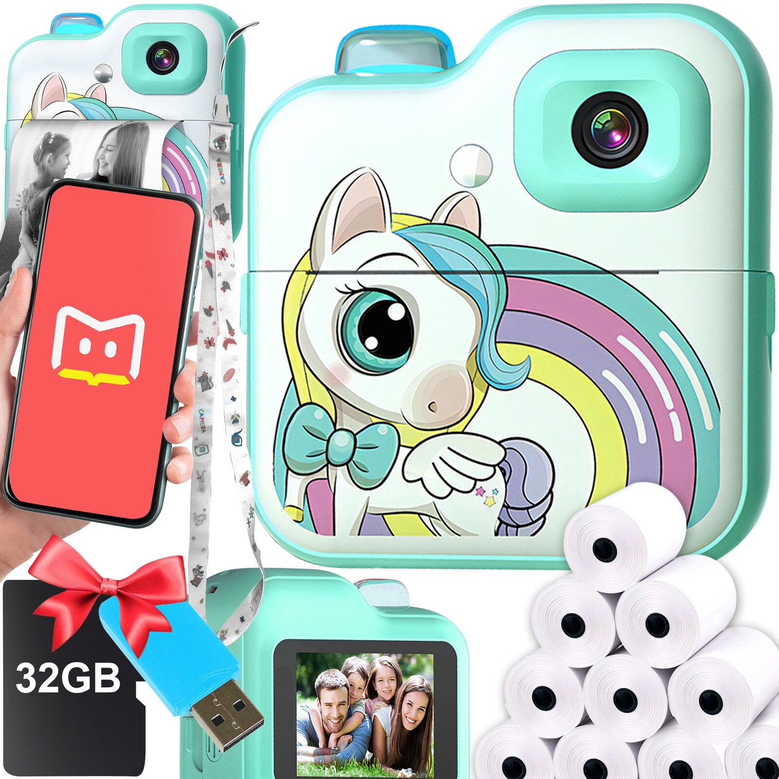 Instantní Termální Tiskárna Pro Děti, Paměťová Karta, 10 Rolí