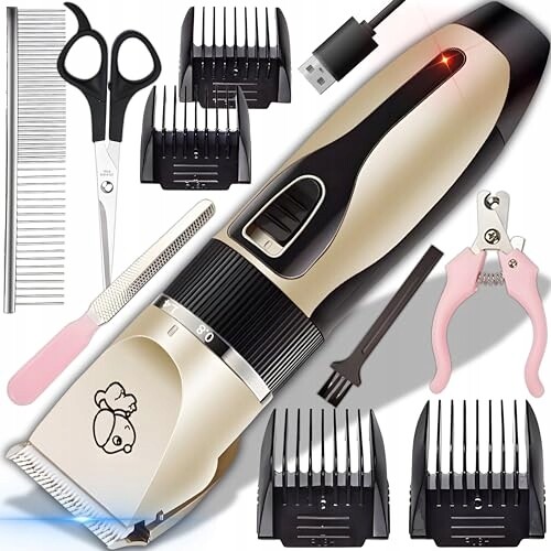 Retoo Stroj na stříhání psů a koček se 4 bezdrátovými nástavci