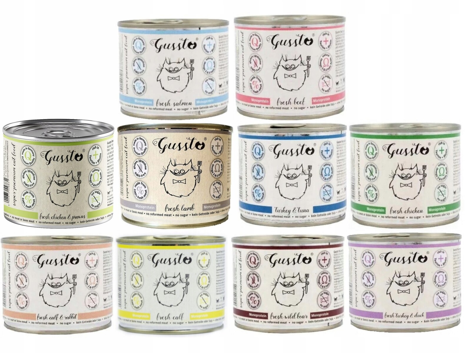 Gussto Cat Fresh Krmivo mokré pro kočky Sada Gussto Mix 10x200 g