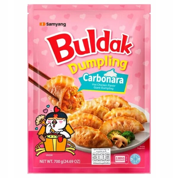 Pirohy Dumplings Buldak Hot Chicken Carbonara mražené 700g Samyang