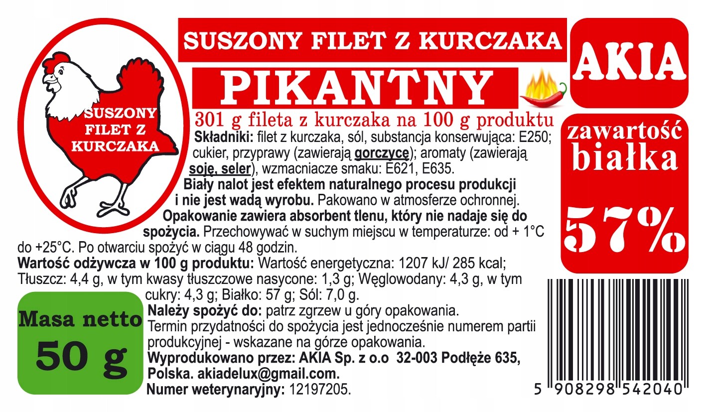 Jerky z kuřecího masa, Chiken Jerky Pikantní 500 g