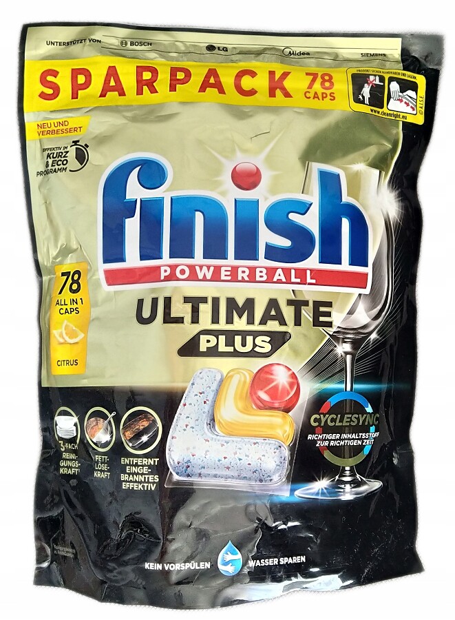 Finish Powerball Ultimate Plus Citrus mytí lesk kapsle do myčky nádobí 78