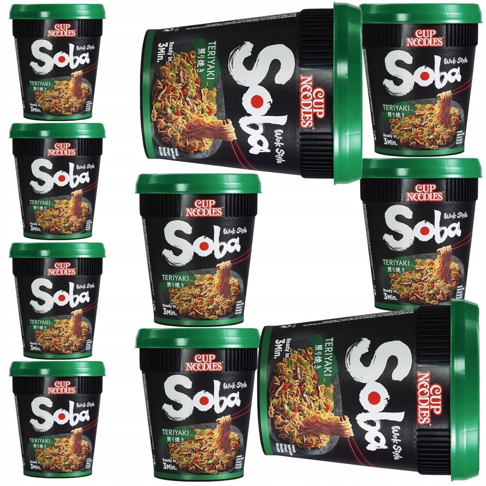 20x Blesková polévka Těstoviny Instant Teriyaki Soba Cup v hrnku 90g Nissin