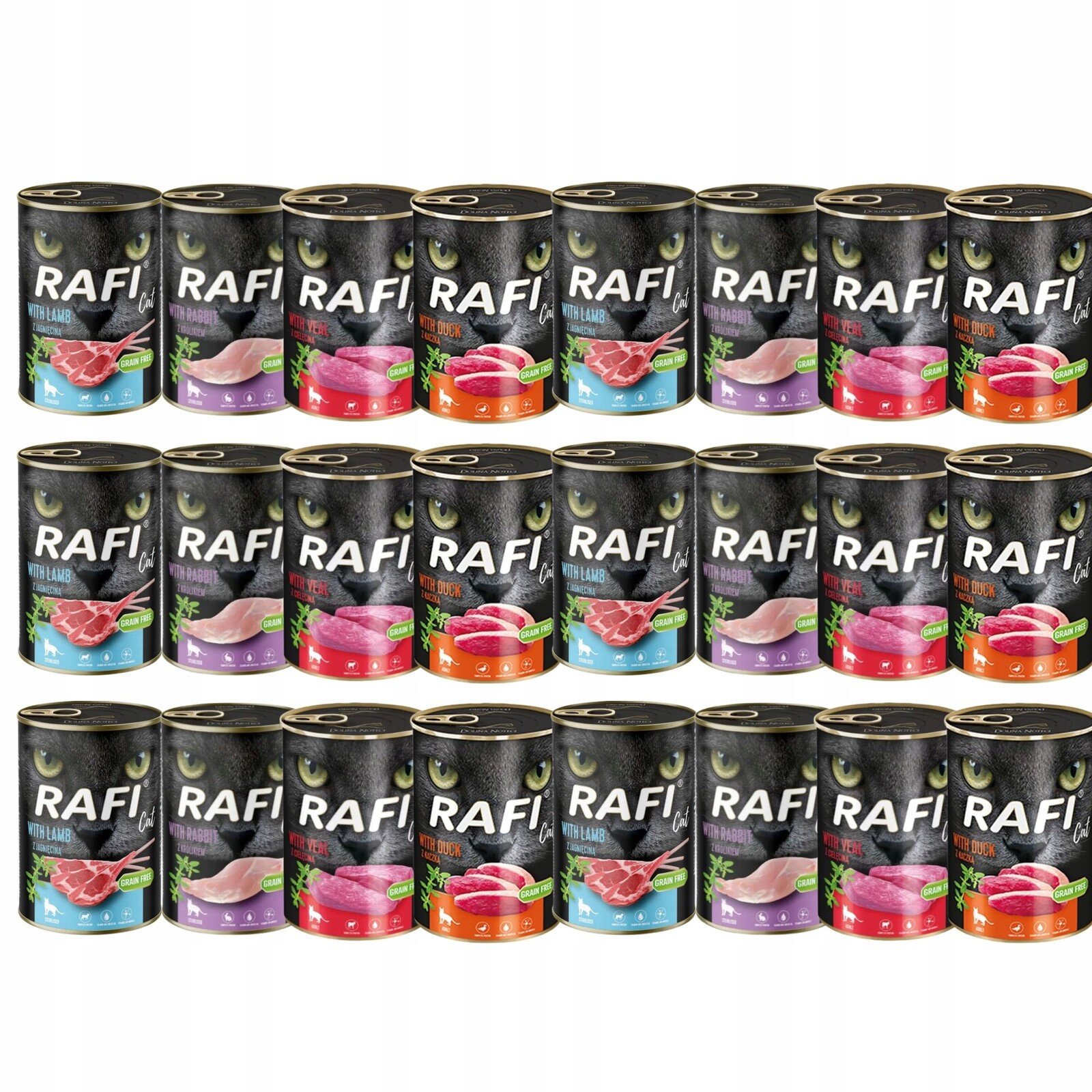 Krmivo mokré pro kočky Rafi Mix Chutí 400 g 24 ks