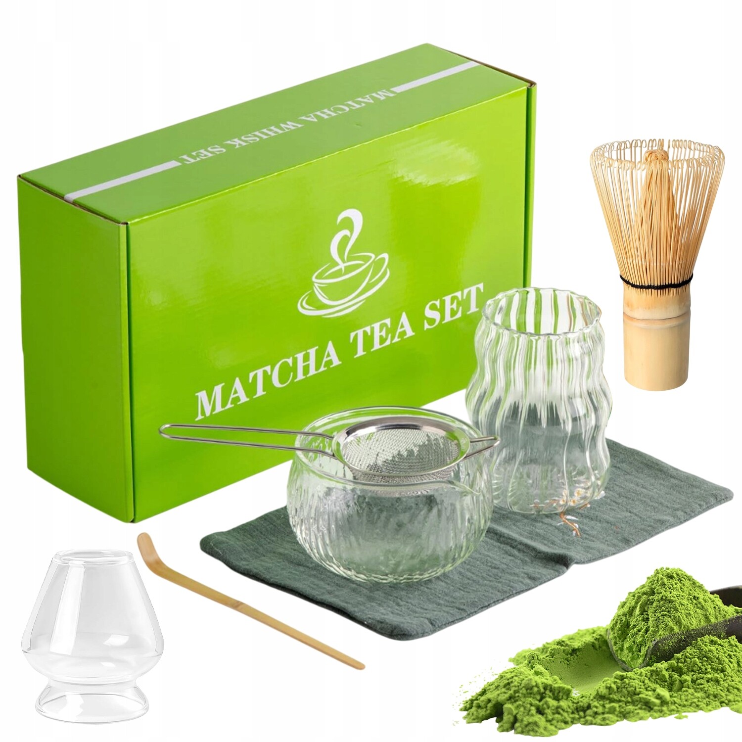 Bambusový Dárková Sada Na Čaj Matchy Chashaku Šlehací Metla Lžíce 7X