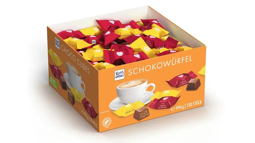 Čokoládky Ritter Sport Schoko Crisp & Mousse Au Chocolat 130 kusů 994 g