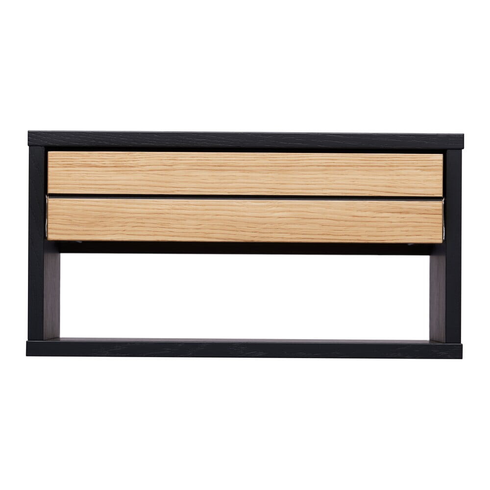 Černý/v přírodní barvě závěsný noční stolek v dekoru dubu Stripe – Woodman