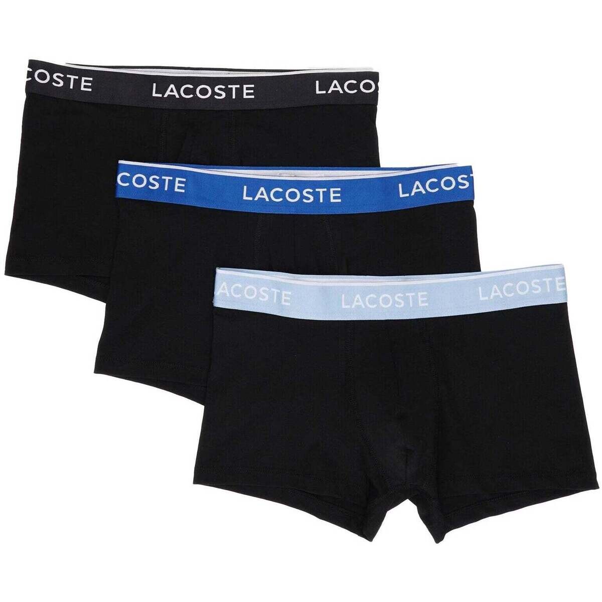 Lacoste  3 Pack Cotton Stretch Logo Trunks Black/Light Blue/Blue  Černá