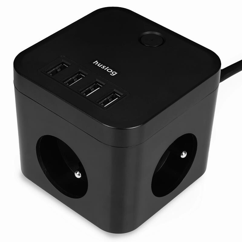Huslog EMX-190224 Nabíjecí stanice, 12W 3xzásuvka, 4xUSB černá