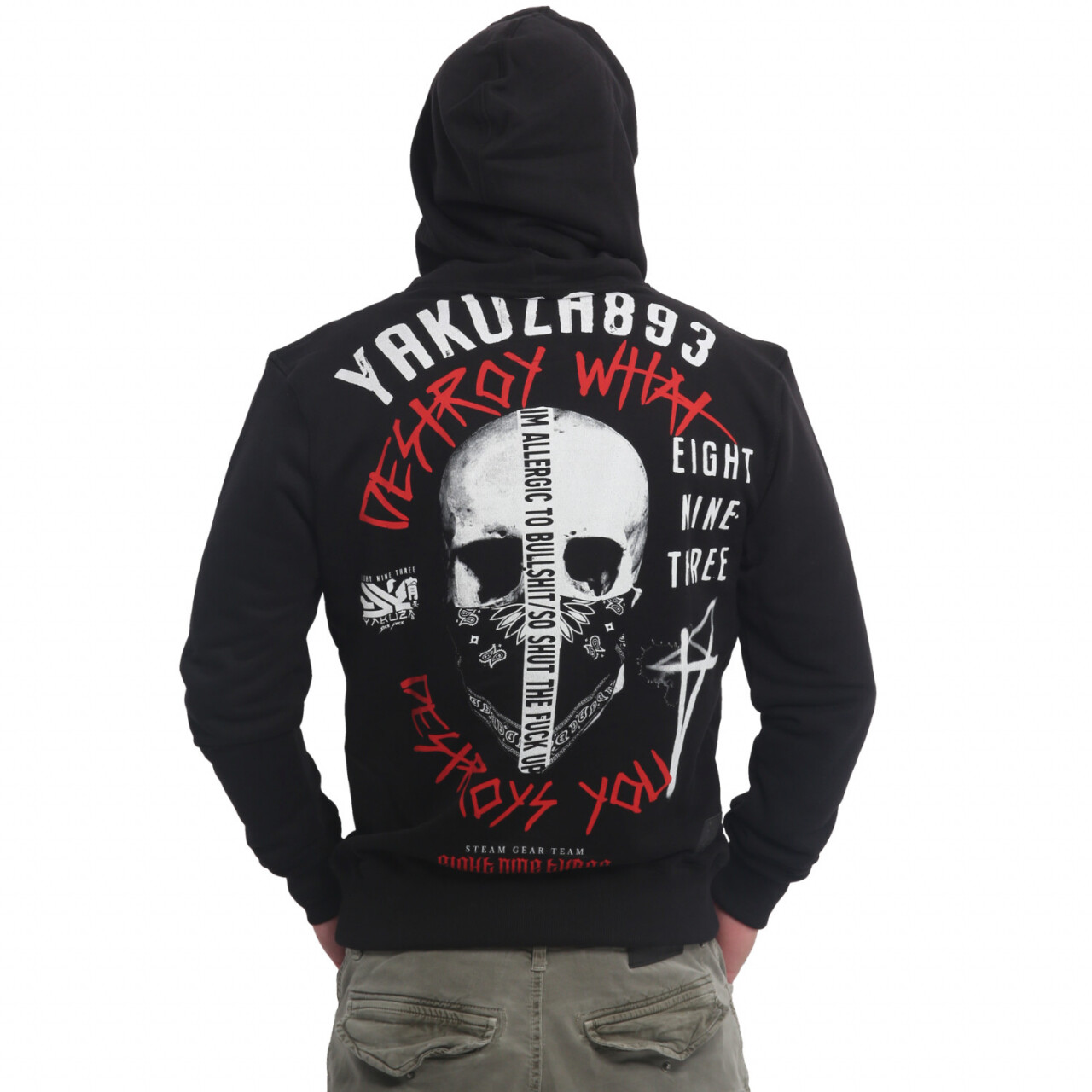 Mikina s kapucí Yakuza DWDY - černá-bílá, 4XL