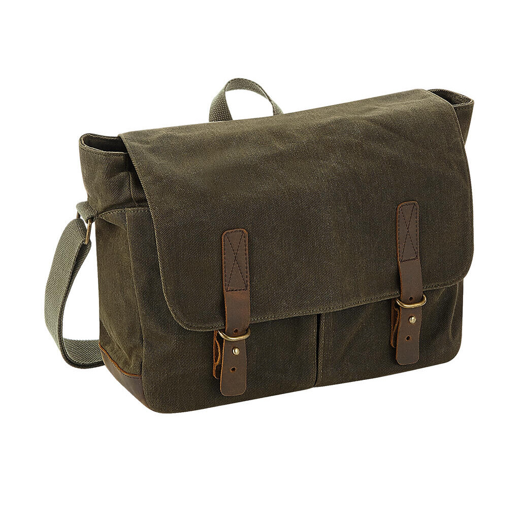 Aktovka Qadra Messenger Heritage Waxed Canvas - olivová